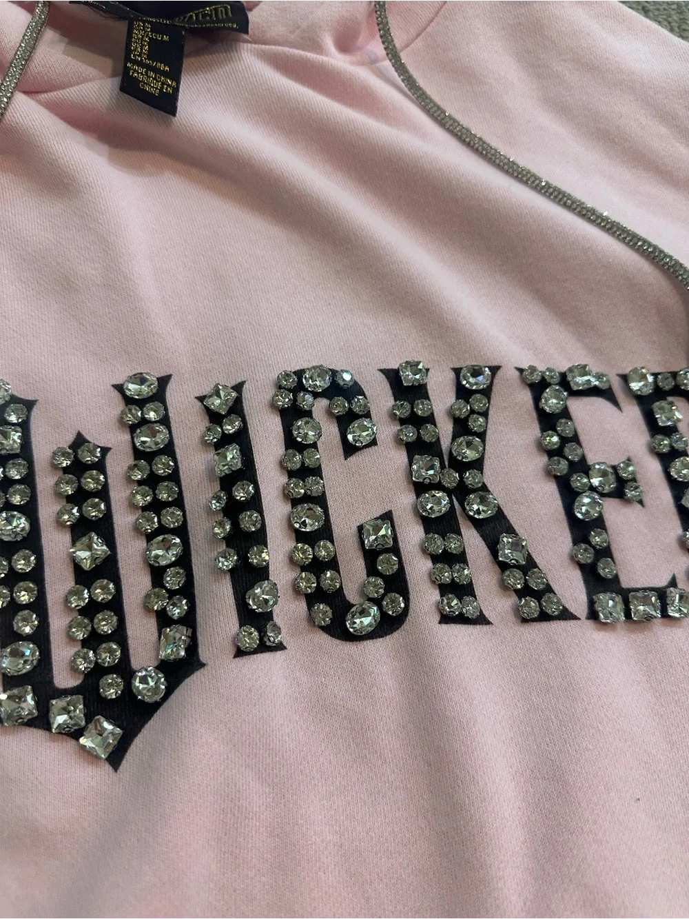 Wicked x Forever 21 Rhinestone Hoodie – Pink – Medium